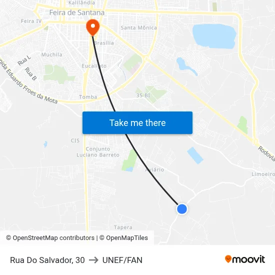 Rua Do Salvador, 30 to UNEF/FAN map