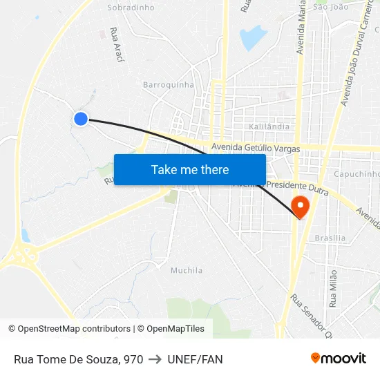 Rua Tome De Souza, 970 to UNEF/FAN map