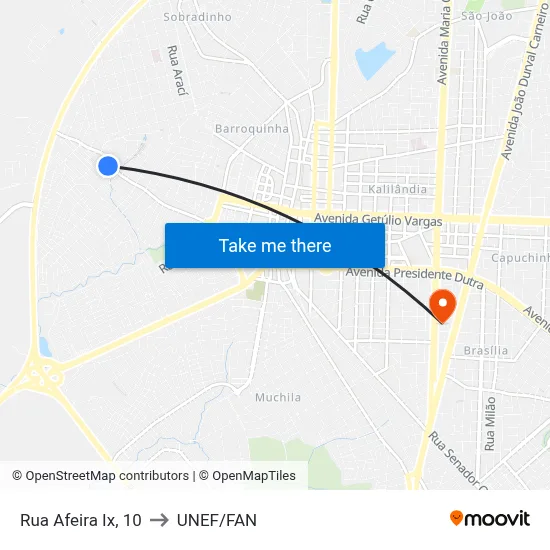 Rua Afeira Ix, 10 to UNEF/FAN map