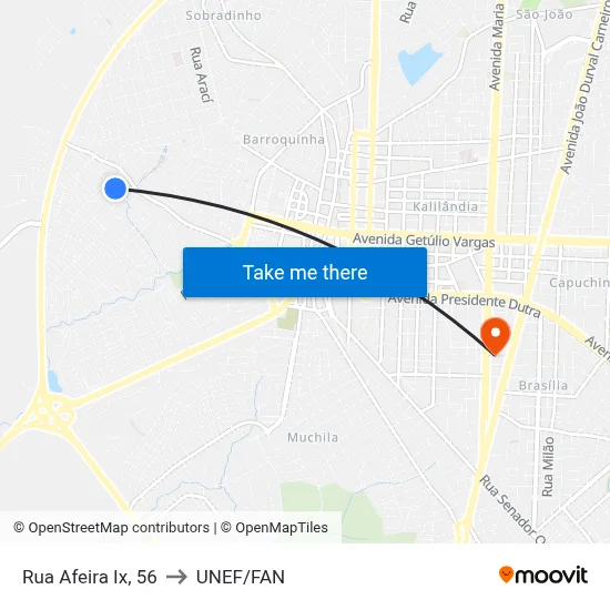 Rua Afeira Ix, 56 to UNEF/FAN map