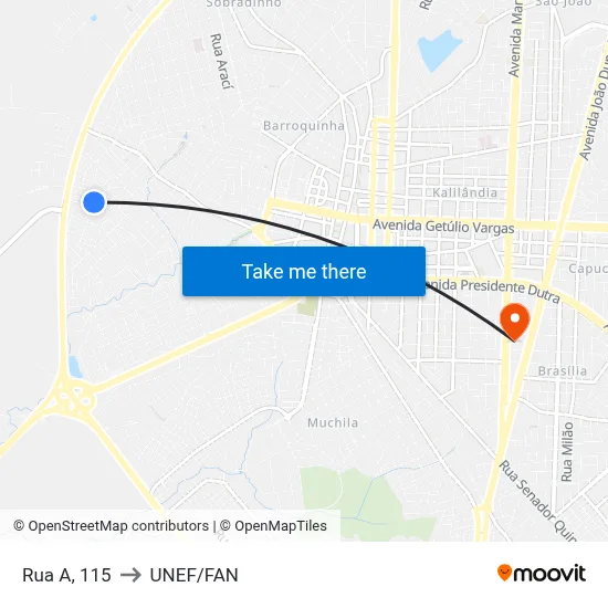 Rua A, 115 to UNEF/FAN map