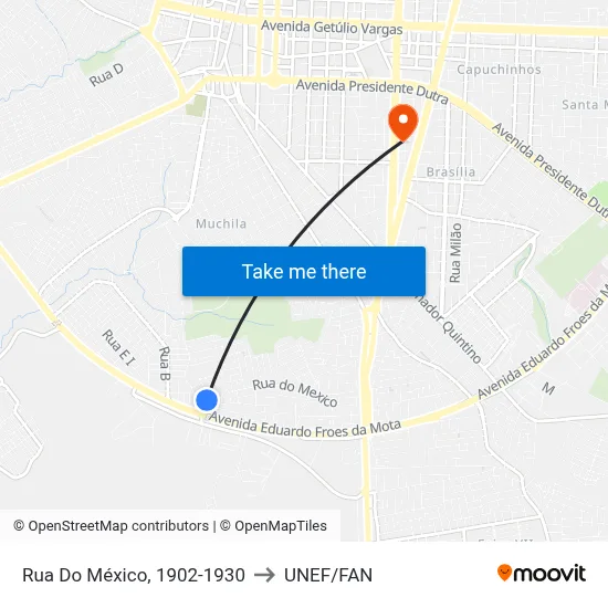 Rua Do México, 1902-1930 to UNEF/FAN map