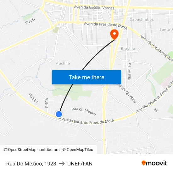 Rua Do México, 1923 to UNEF/FAN map
