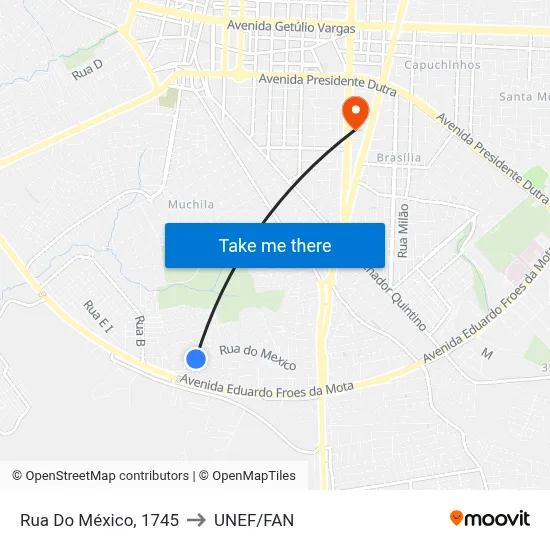 Rua Do México, 1745 to UNEF/FAN map