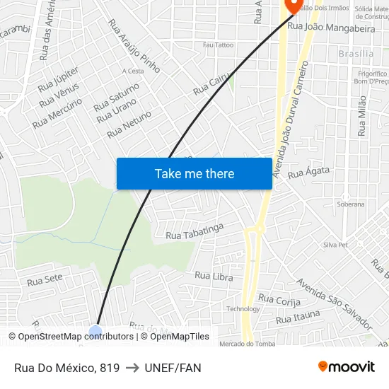 Rua Do México, 819 to UNEF/FAN map