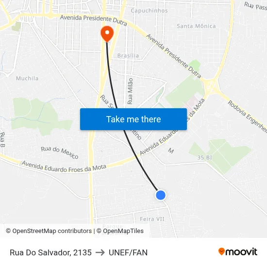 Rua Do Salvador, 2135 to UNEF/FAN map