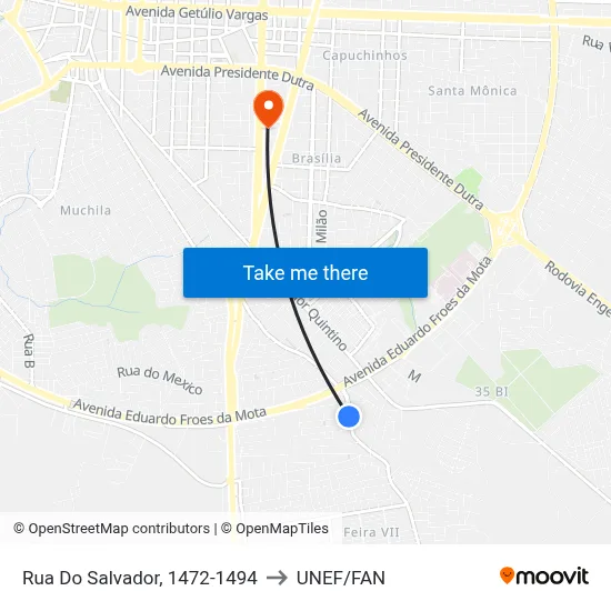 Rua Do Salvador, 1472-1494 to UNEF/FAN map