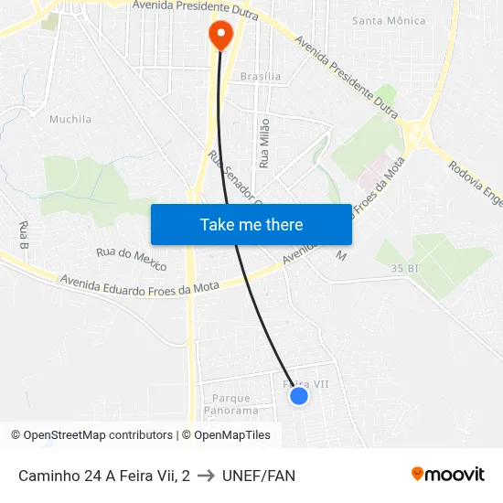 Caminho 24 A Feira Vii, 2 to UNEF/FAN map