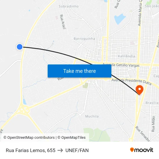 Rua Farias Lemos, 655 to UNEF/FAN map