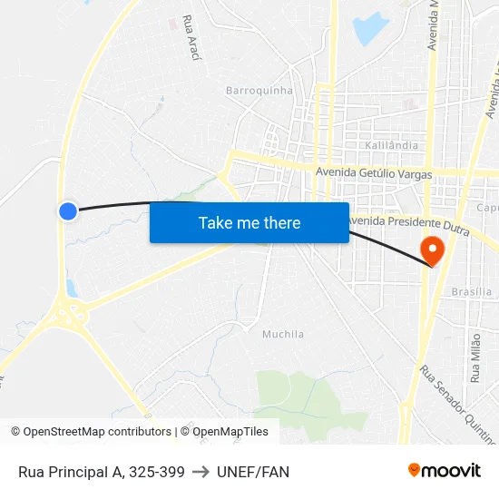 Rua Principal A, 325-399 to UNEF/FAN map