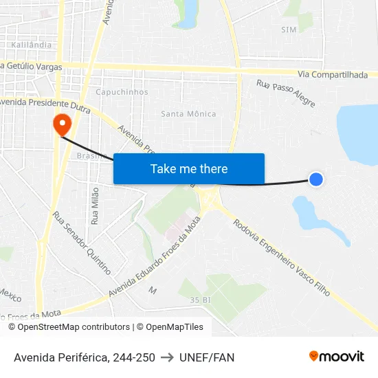 Avenida Periférica, 244-250 to UNEF/FAN map