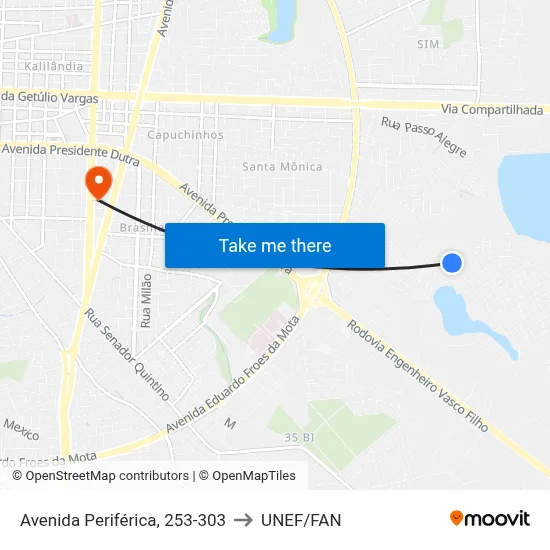 Avenida Periférica, 253-303 to UNEF/FAN map