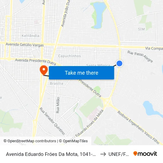 Avenida Eduardo Fróes Da Mota, 1041-1049 to UNEF/FAN map