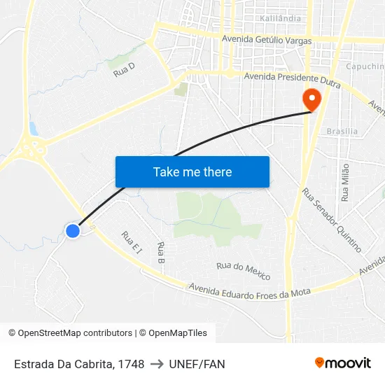 Estrada Da Cabrita, 1748 to UNEF/FAN map