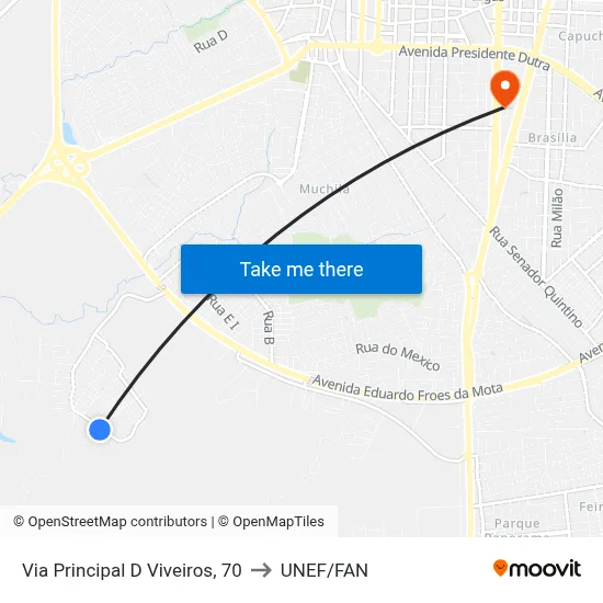 Via Principal D Viveiros, 70 to UNEF/FAN map