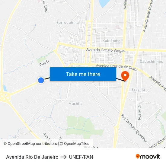 Avenida Rio De Janeiro to UNEF/FAN map