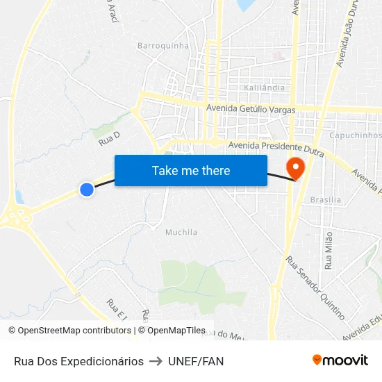 Rua Dos Expedicionários to UNEF/FAN map