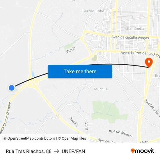 Rua Tres Riachos, 88 to UNEF/FAN map