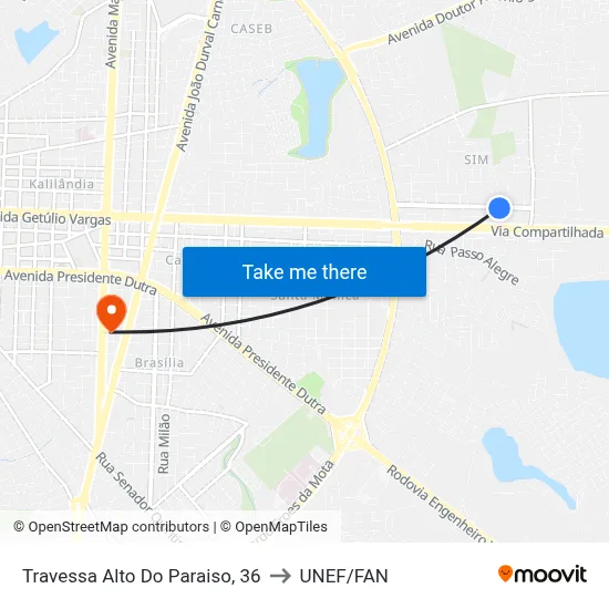 Travessa Alto Do Paraiso, 36 to UNEF/FAN map