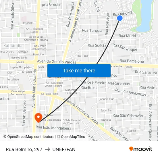Rua Belmiro, 297 to UNEF/FAN map