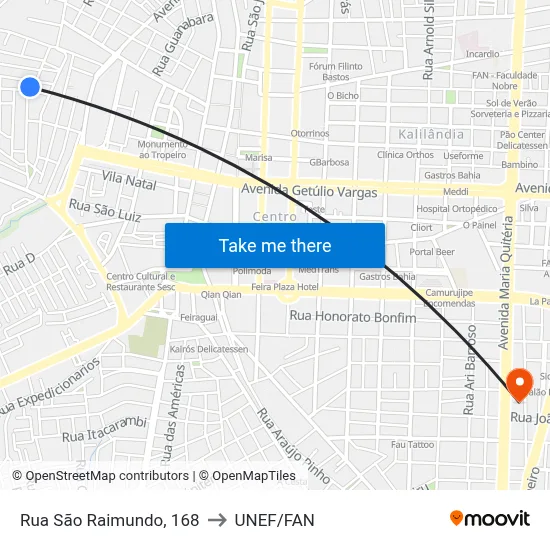 Rua São Raimundo, 168 to UNEF/FAN map