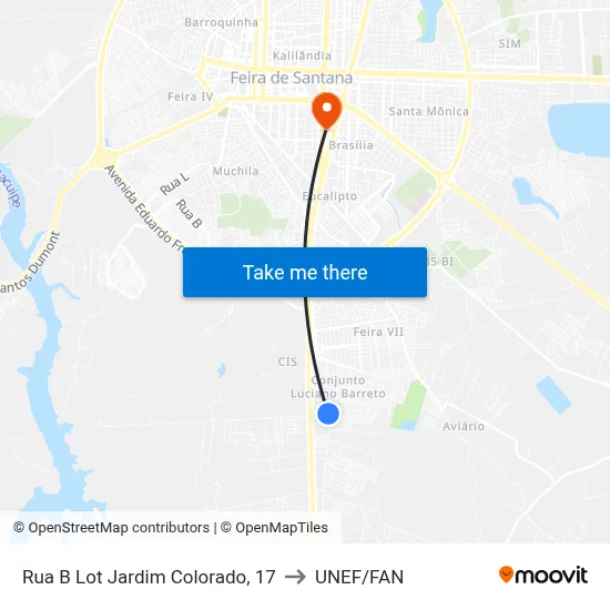 Rua B Lot Jardim Colorado, 17 to UNEF/FAN map