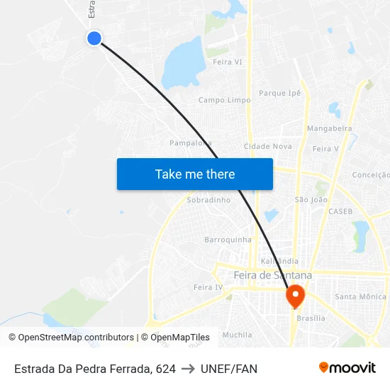 Estrada Da Pedra Ferrada, 624 to UNEF/FAN map