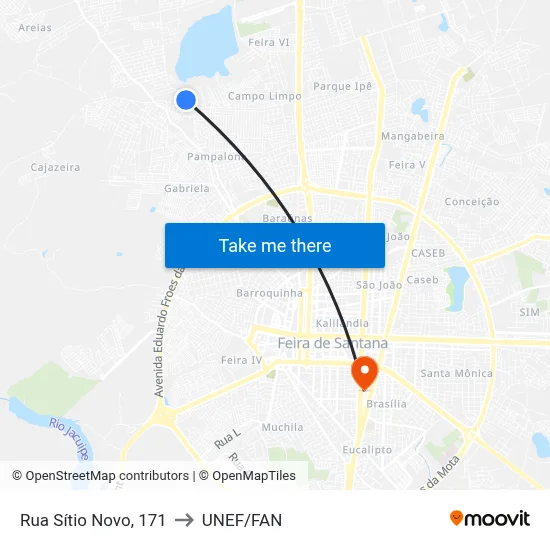 Rua Sítio Novo, 171 to UNEF/FAN map
