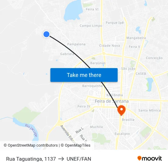 Rua Taguatinga, 1137 to UNEF/FAN map