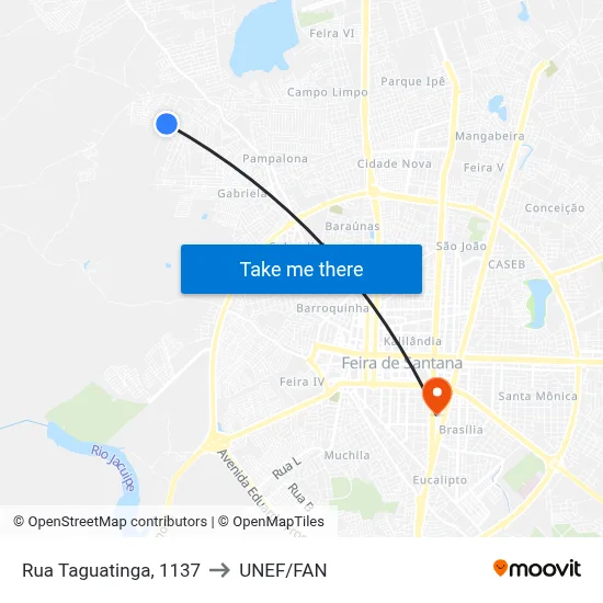 Rua Taguatinga, 1137 to UNEF/FAN map