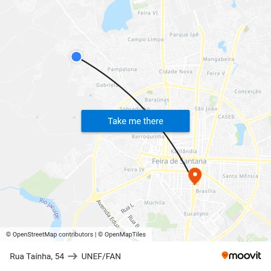 Rua Taínha, 54 to UNEF/FAN map