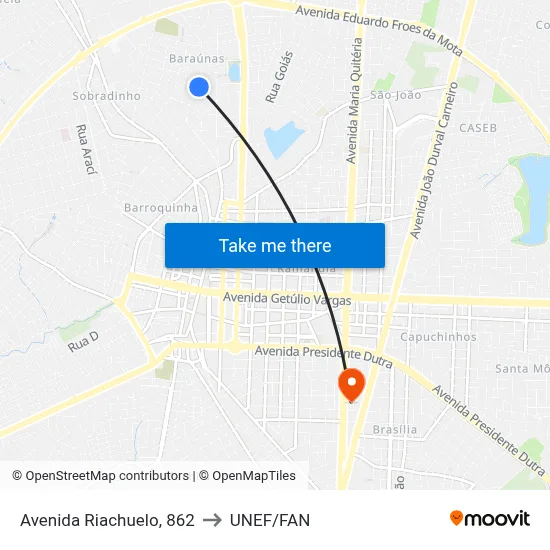 Avenida Riachuelo, 862 to UNEF/FAN map