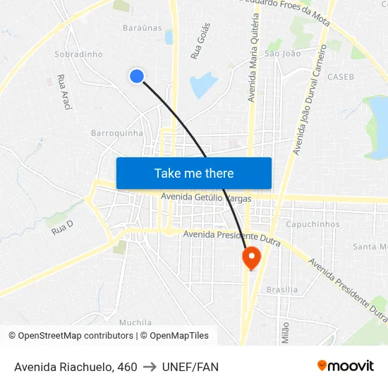 Avenida Riachuelo, 460 to UNEF/FAN map