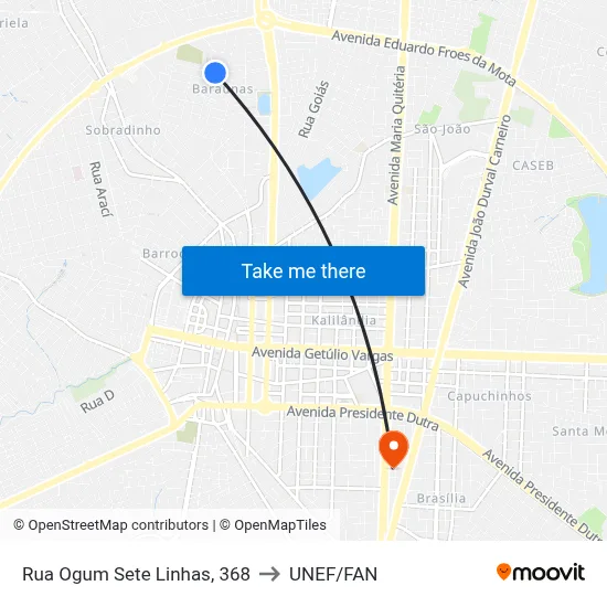 Rua Ogum Sete Linhas, 368 to UNEF/FAN map