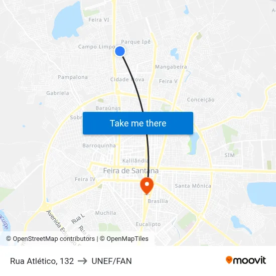 Rua Atlético, 132 to UNEF/FAN map