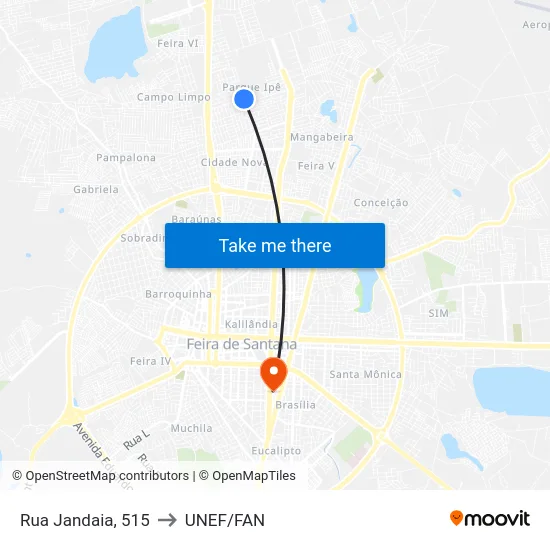 Rua Jandaia, 515 to UNEF/FAN map
