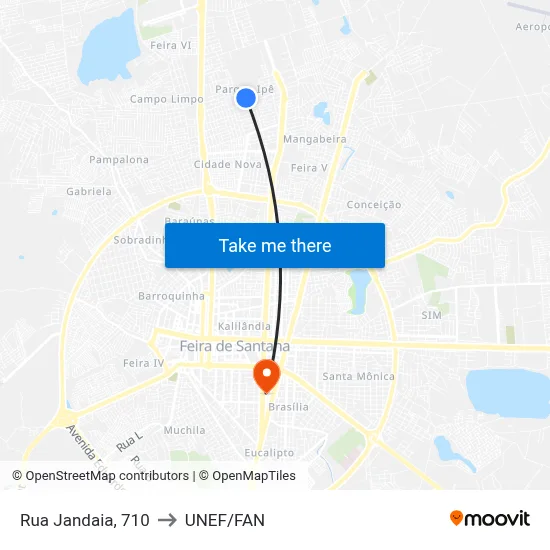 Rua Jandaia, 710 to UNEF/FAN map