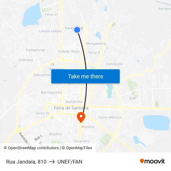 Rua Jandaia, 810 to UNEF/FAN map