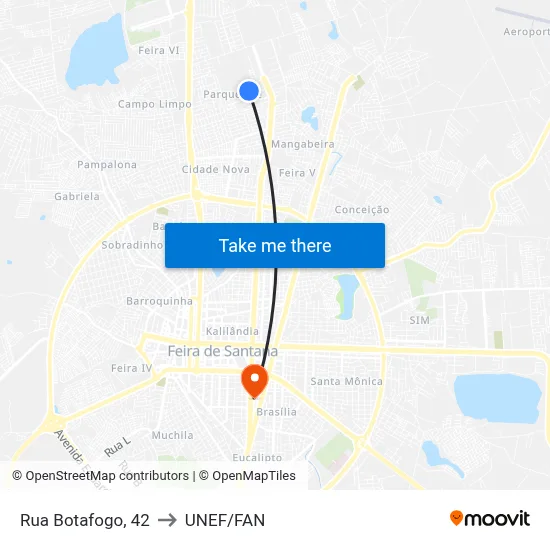 Rua Botafogo, 42 to UNEF/FAN map