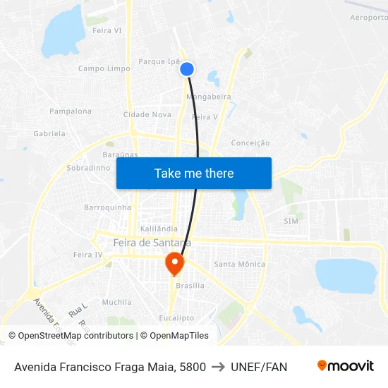 Avenida Francisco Fraga Maia, 5800 to UNEF/FAN map