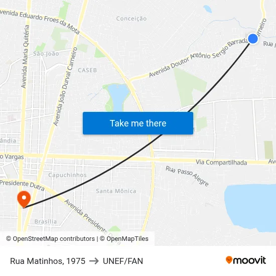 Rua Matinhos, 1975 to UNEF/FAN map