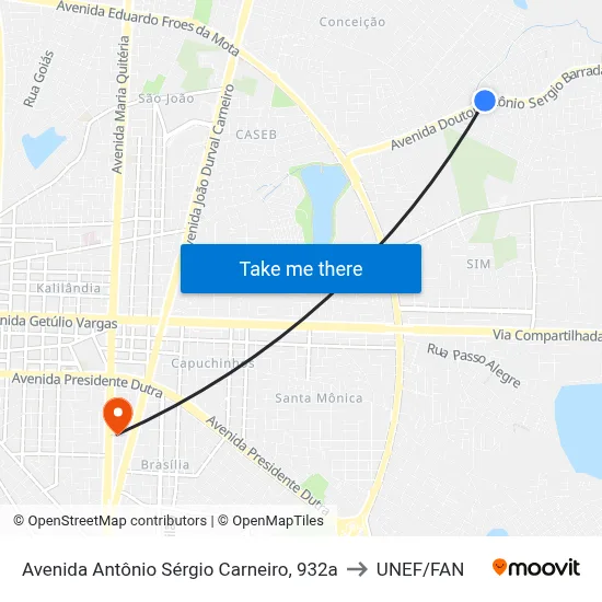 Avenida Antônio Sérgio Carneiro, 932a to UNEF/FAN map