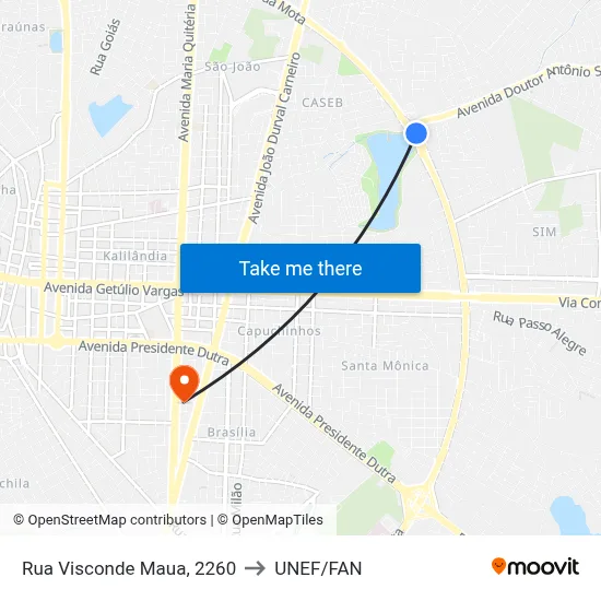 Rua Visconde Maua, 2260 to UNEF/FAN map