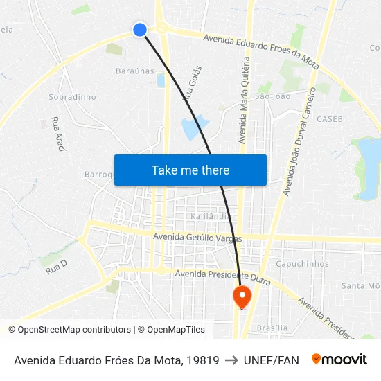 Avenida Eduardo Fróes Da Mota, 19819 to UNEF/FAN map