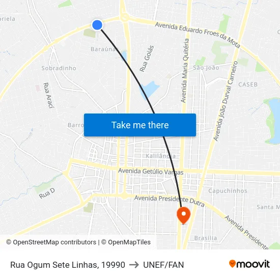 Rua Ogum Sete Linhas, 19990 to UNEF/FAN map