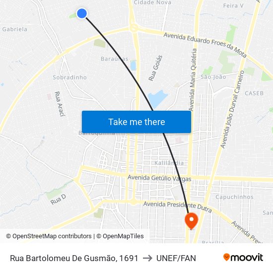 Rua Bartolomeu De Gusmão, 1691 to UNEF/FAN map