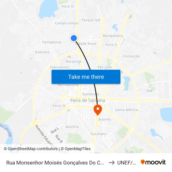 Rua Monsenhor Moisés Gonçalves Do Couto, 1774 to UNEF/FAN map