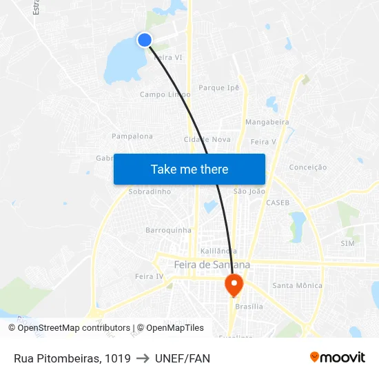 Rua Pitombeiras, 1019 to UNEF/FAN map