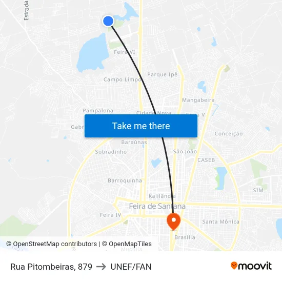 Rua Pitombeiras, 879 to UNEF/FAN map