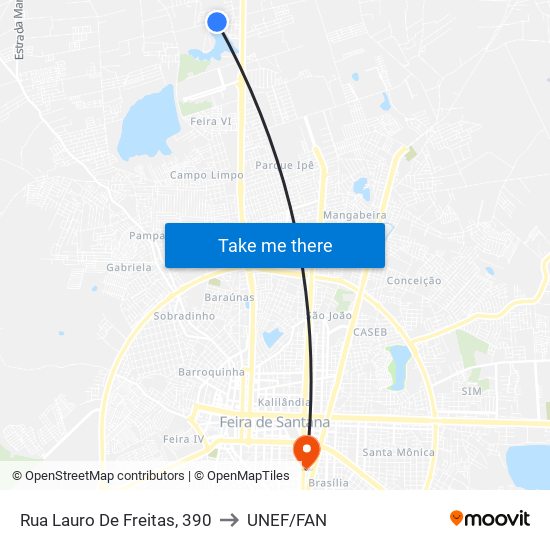 Rua Lauro De Freitas, 390 to UNEF/FAN map